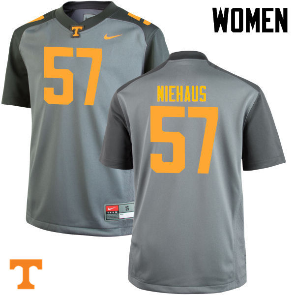 Women #57 Nathan Niehaus Tennessee Volunteers College Football Jerseys-Gray